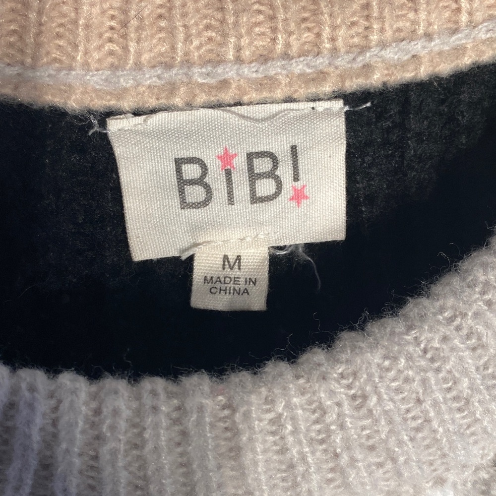 BiBi Patchwork Leopard Cable Knit Sweater Denim S… - image 2